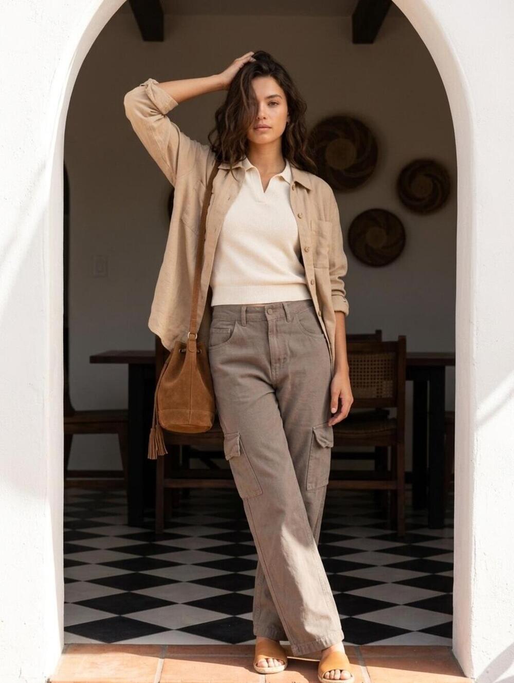 MATE the Label Organic Cotton Canvas Bubble Cargo Pants Size S Gray